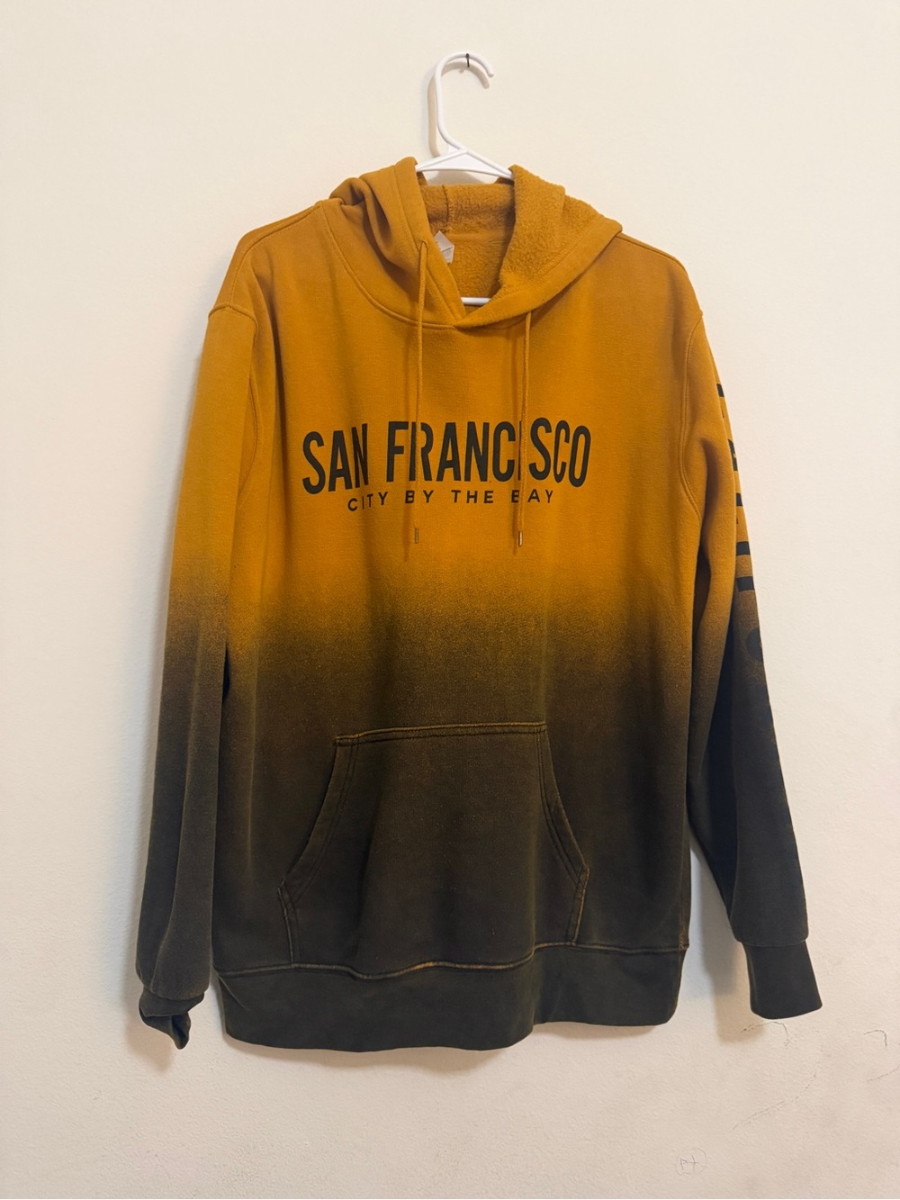 California Dip-Dye Hooded Sweater in Mustard and Olive